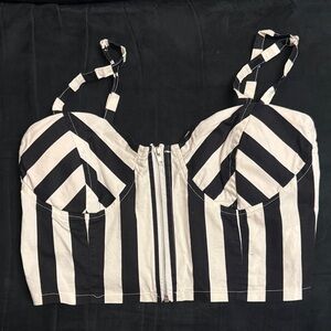 Love Black and White Striped Crop Top